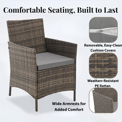 4 Seater Outdoor Rattan Sofa & Chair Set with Tempered Glass Table