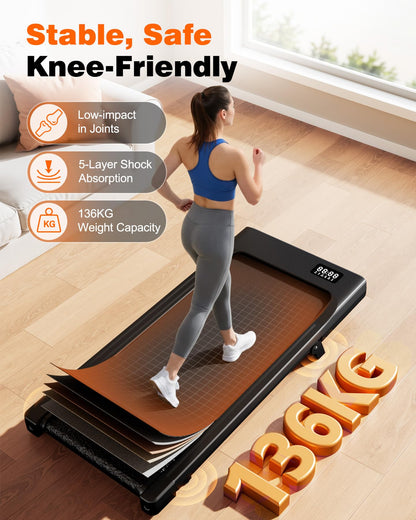 Smart Walking Pad Treadmill with App Control, 2.5HP Motor & Under Desk Design