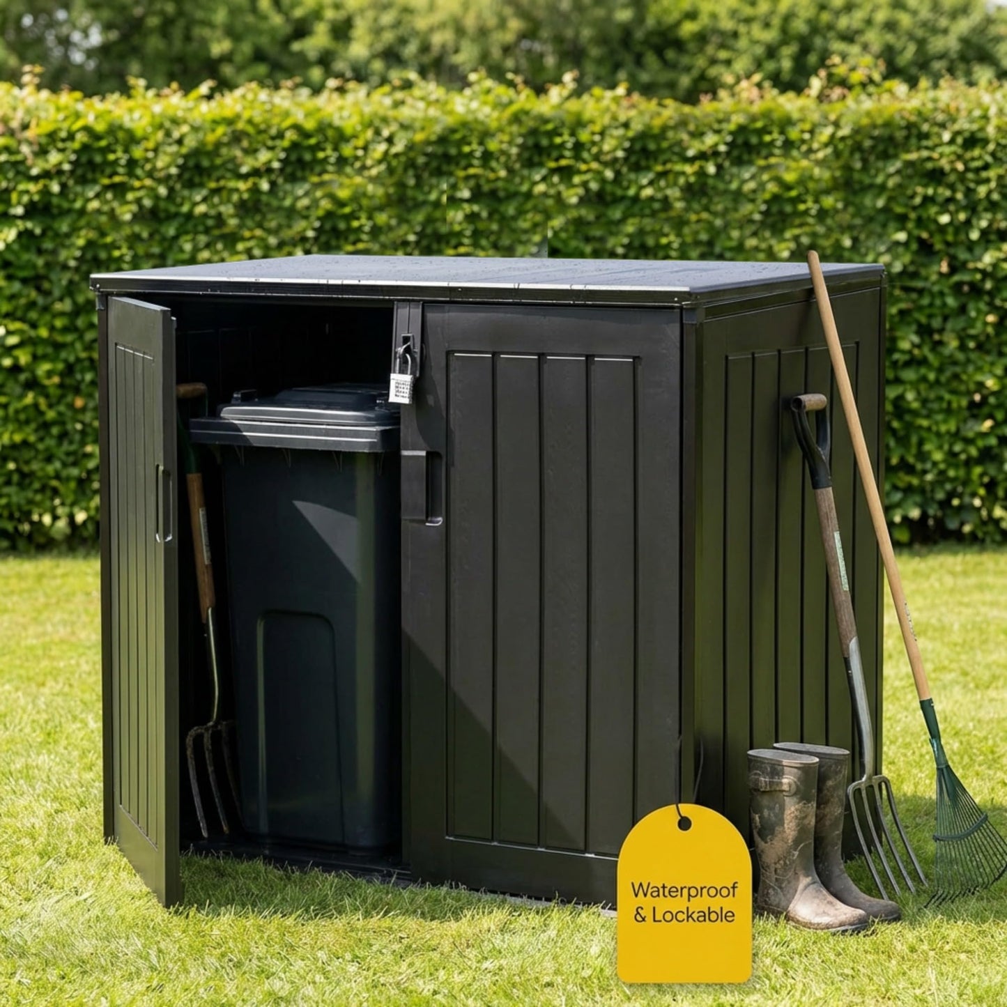 775L Outdoor Garden Storage Shed with Double Doors & Lift-Up Lid
