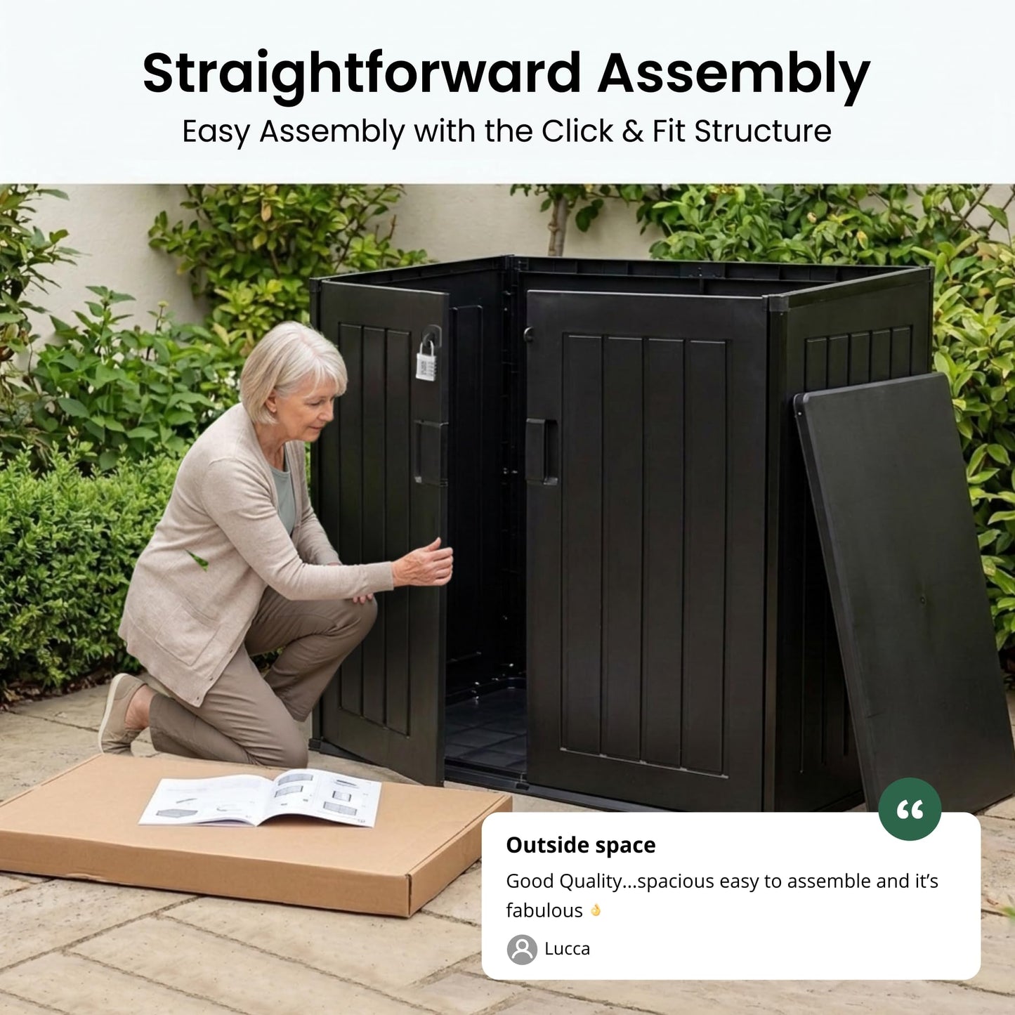 775L Outdoor Garden Storage Shed with Double Doors & Lift-Up Lid
