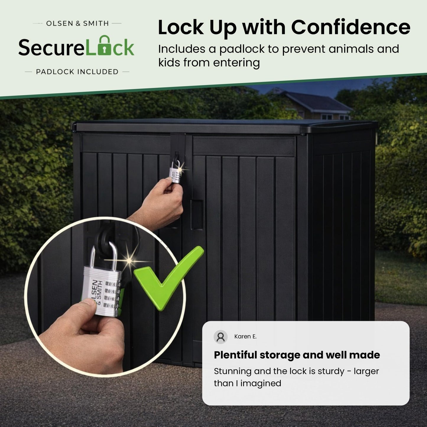 775L Outdoor Garden Storage Shed with Double Doors & Lift-Up Lid