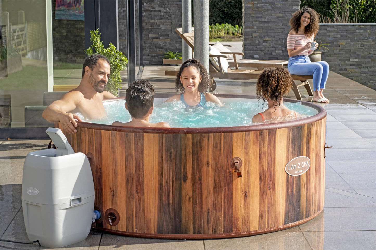 5-7 Person Round Inflatable Hot Tub with WiFi Control & 180 Air Jets
