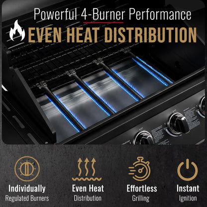 5 Burner Gas Barbecue Grill with Side Burner, Warming Rack & Storage