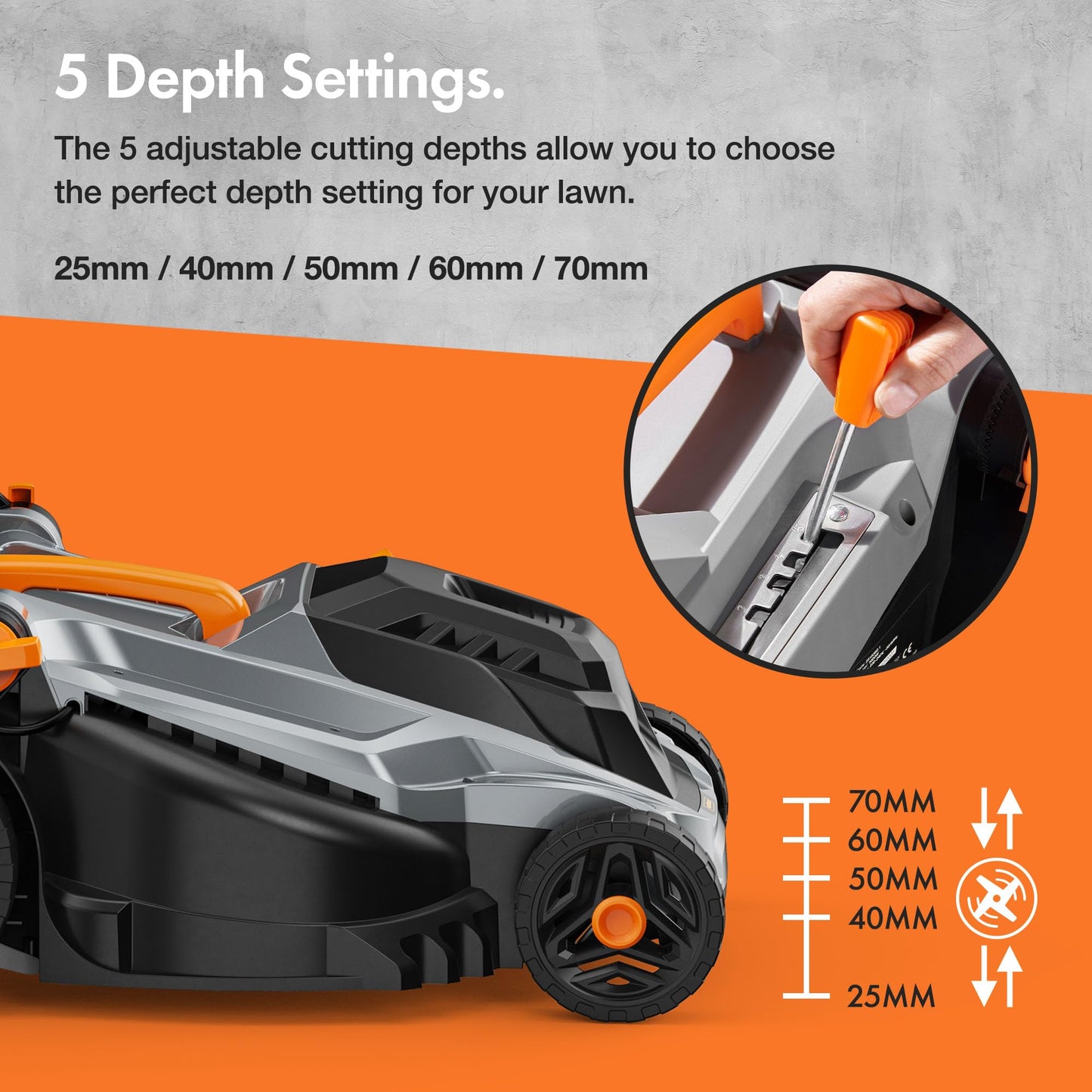 1800W Electric Lawn Mower with 43cm Cutting Width, 52L Grass Box & Mulching Function