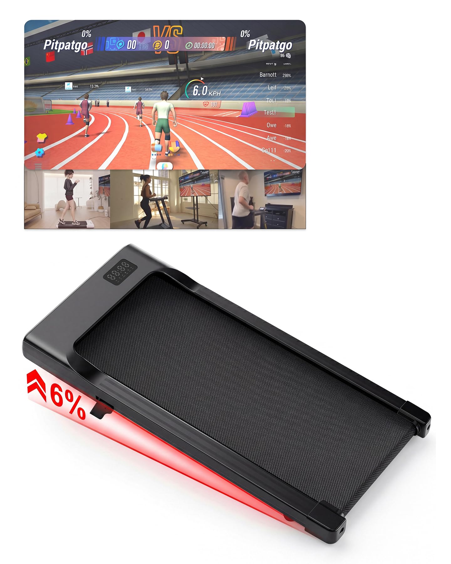 Walking Pad with 6% Incline, 2.5HP Motor, App Control & Foldable Under Desk Treadmill