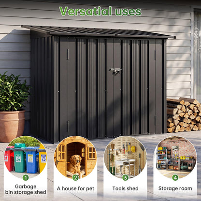 4.7 x 2.9ft Metal Garden Storage Shed with Front & Lift-Up Top Doors