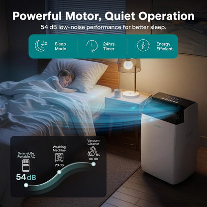 12,000 BTU Smart 3-in-1 Portable Air Conditioner with WiFi — Cooling, Fan & Dehumidifier, Self-Evaporating, Sleep Mode, 24hr Timer, Remote Control