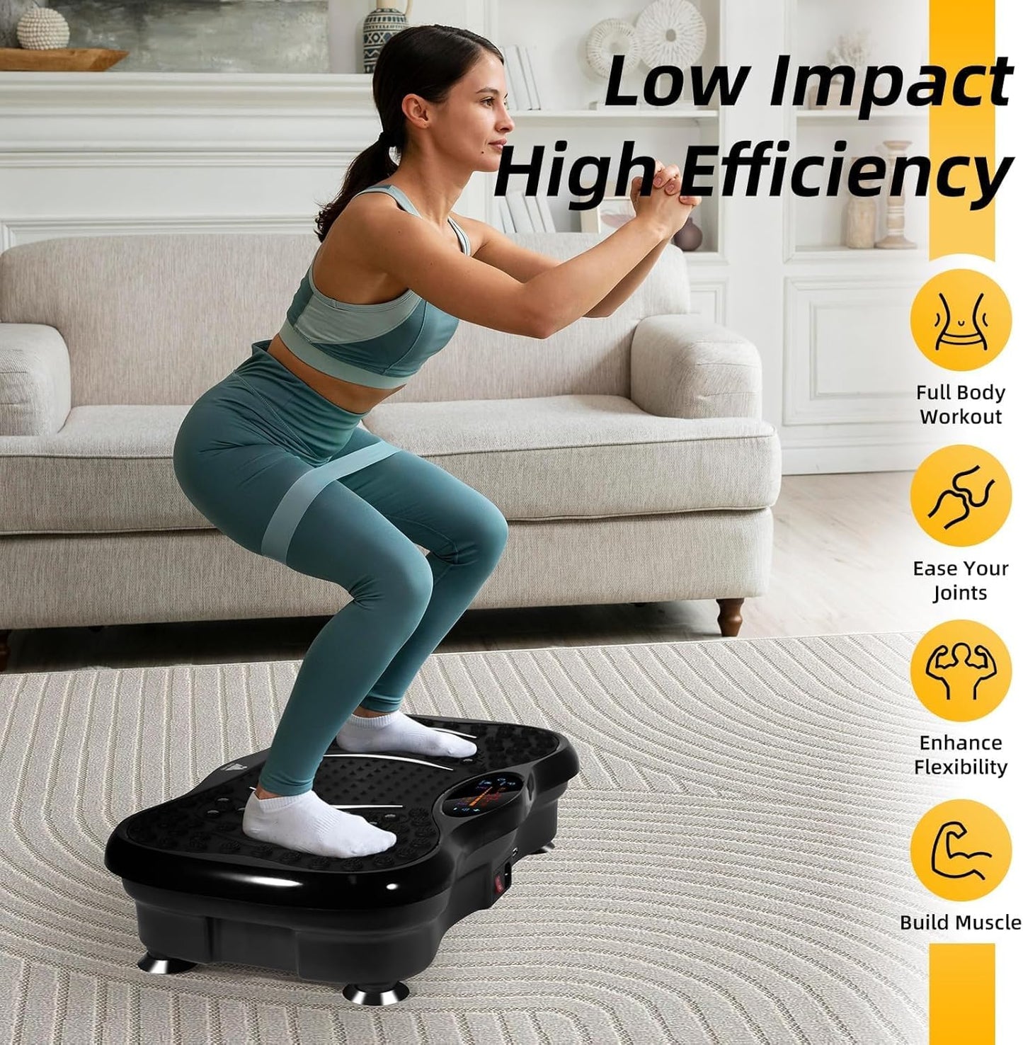 Vibration Plate Exercise Machine with Bluetooth Speaker, Resistance Bands & 99 Speed Levels