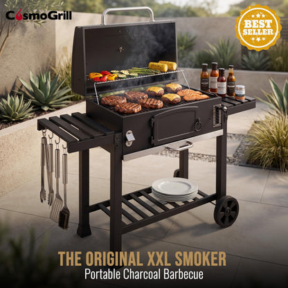 XXL Charcoal Smoker Barbecue with Adjustable Coal Tray & Thermometer