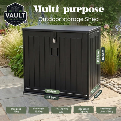 775L Outdoor Garden Storage Shed with Double Doors & Lift-Up Lid