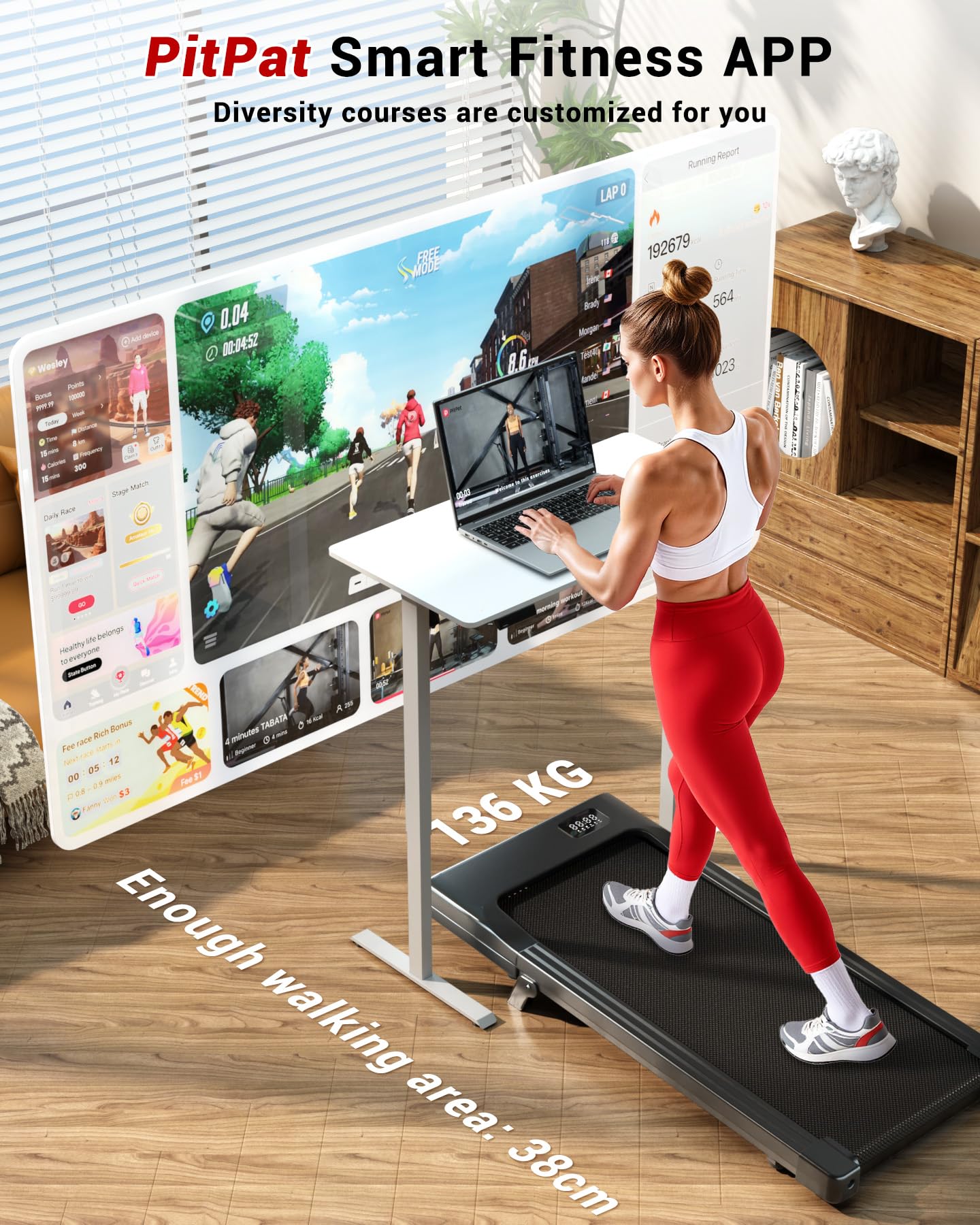 Walking Pad with 6% Incline, 2.5HP Motor, App Control & Foldable Under Desk Treadmill