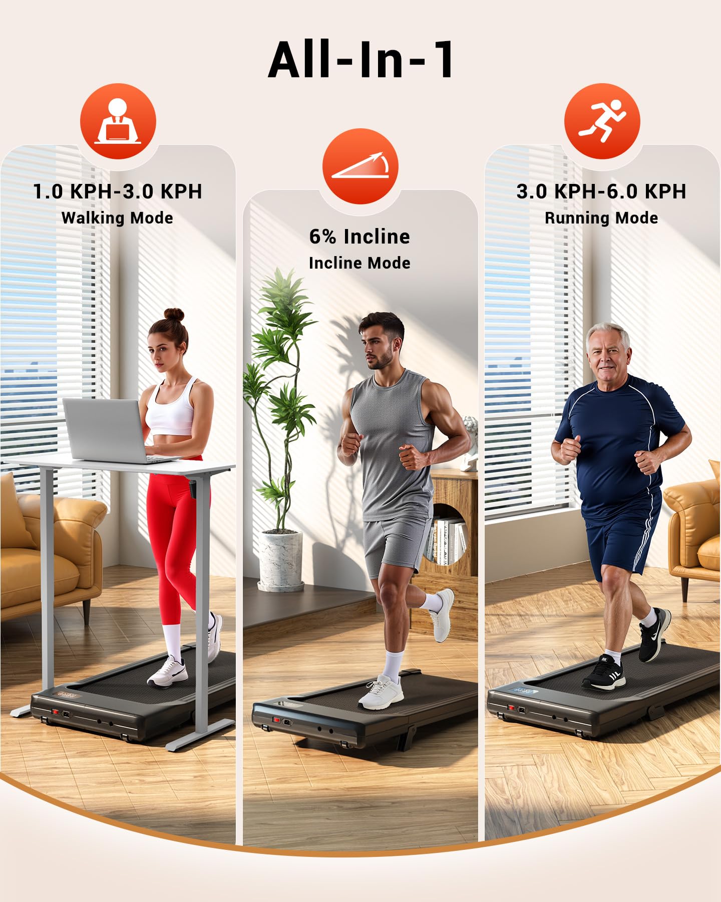 Walking Pad with 6% Incline, 2.5HP Motor, App Control & Foldable Under Desk Treadmill