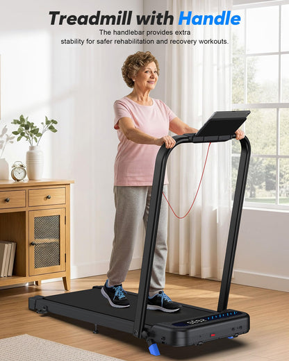 6-in-1 Folding Walking Pad with 10% Incline, 3.0HP Motor, Handle Bar & App Connectivity