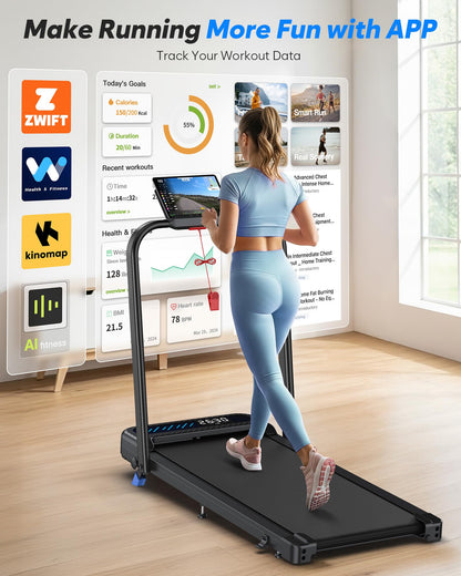 6-in-1 Folding Walking Pad with 10% Incline, 3.0HP Motor, Handle Bar & App Connectivity