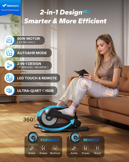 Under Desk Elliptical Machine with Remote Control, 12 Speed Levels & LED Display
