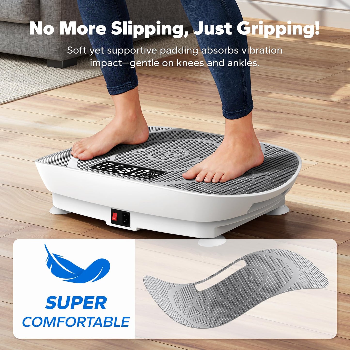 Compact Vibration Plate Exercise Machine with LED Display, Remote Control & 10 Speed Levels