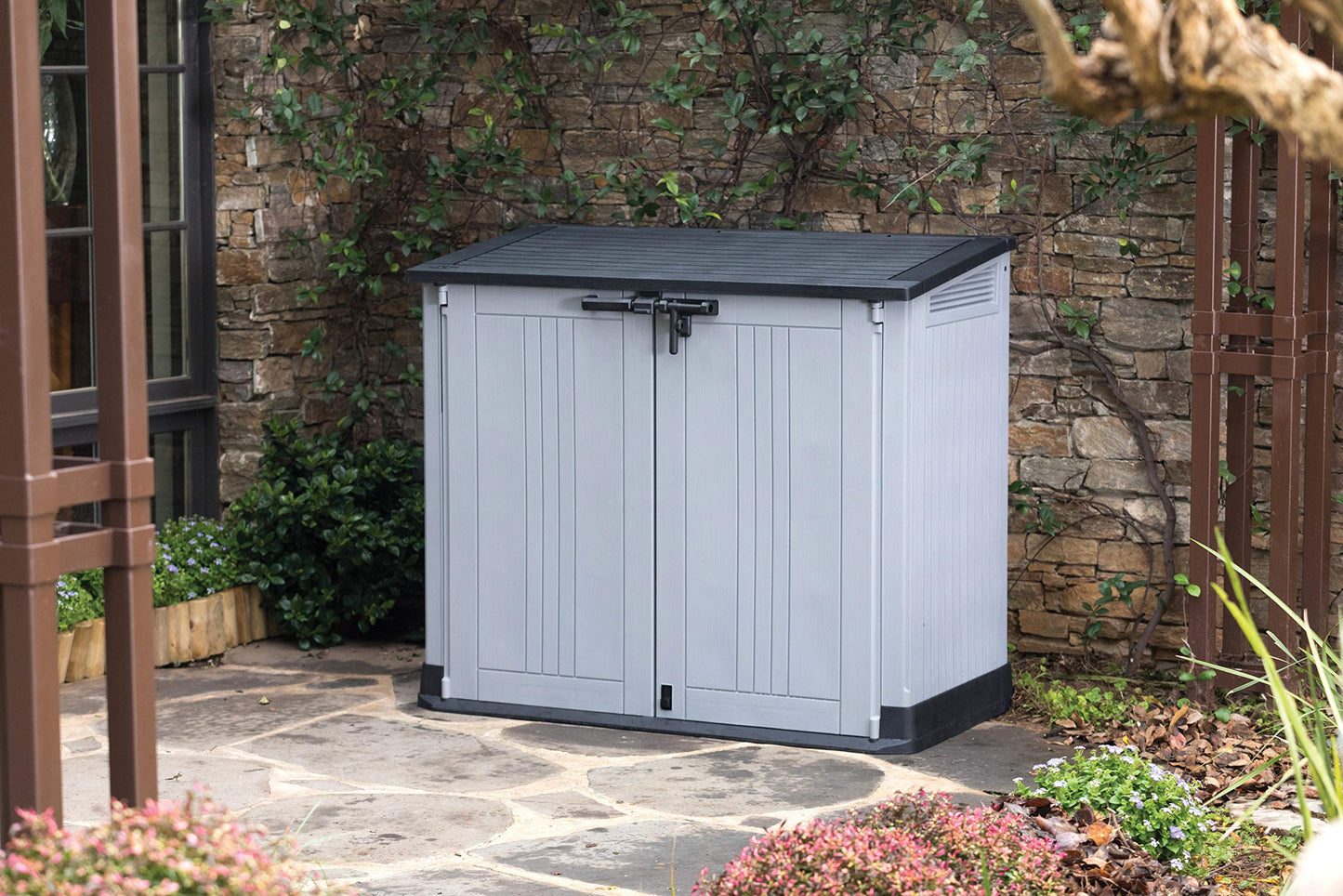 880L Outdoor Garden Storage Shed with Lift-Up Lid & Front Doors