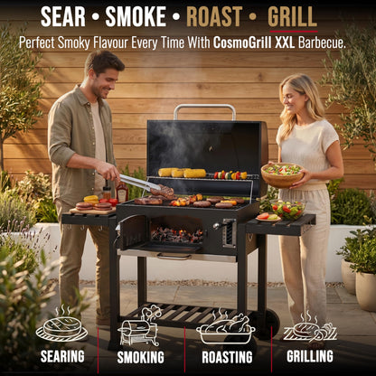 XXL Charcoal Smoker Barbecue with Adjustable Coal Tray & Thermometer