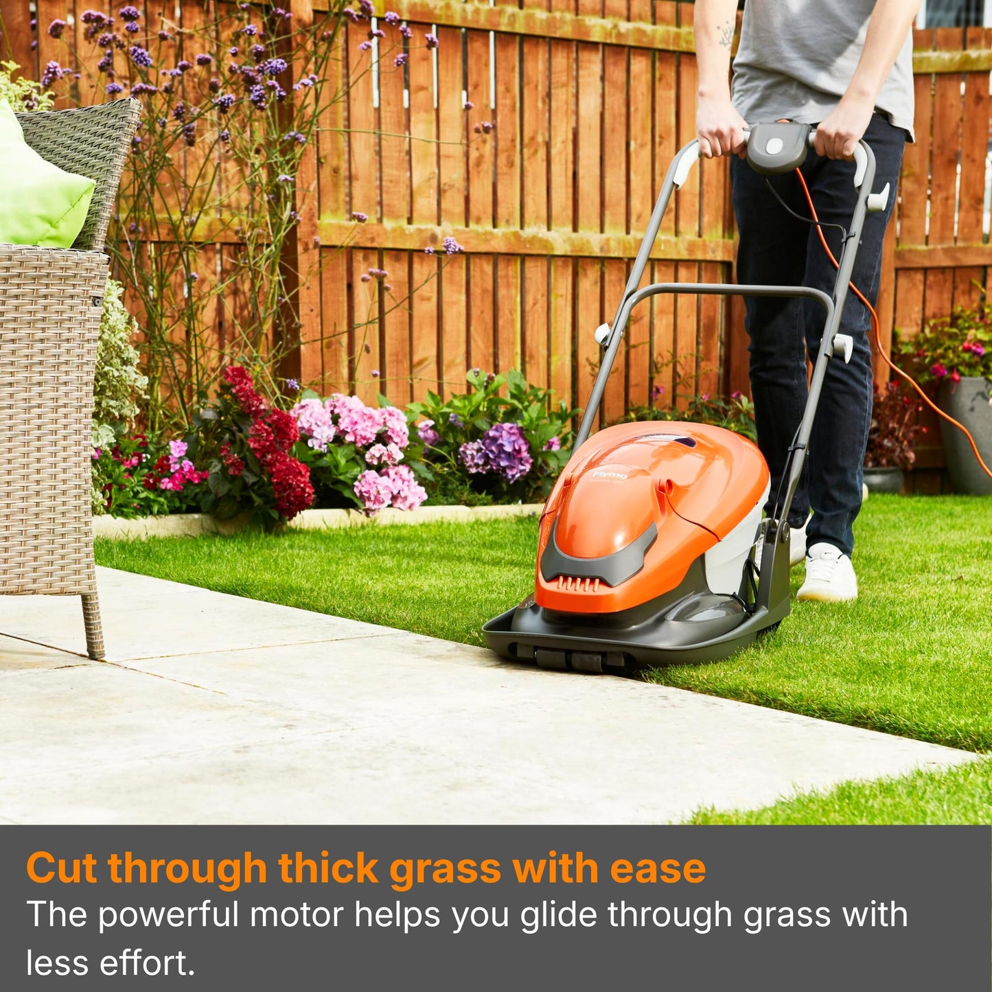1800W Electric Hover Lawn Mower with 36cm Cutting Width & 26L Grass Box