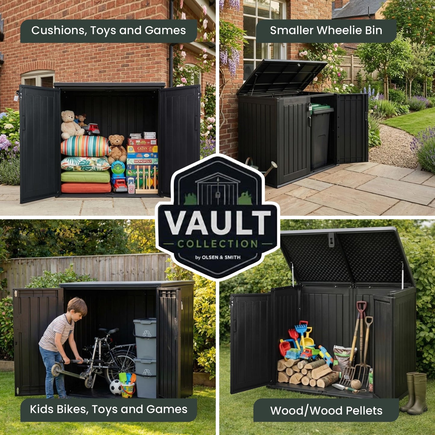 775L Outdoor Garden Storage Shed with Double Doors & Lift-Up Lid