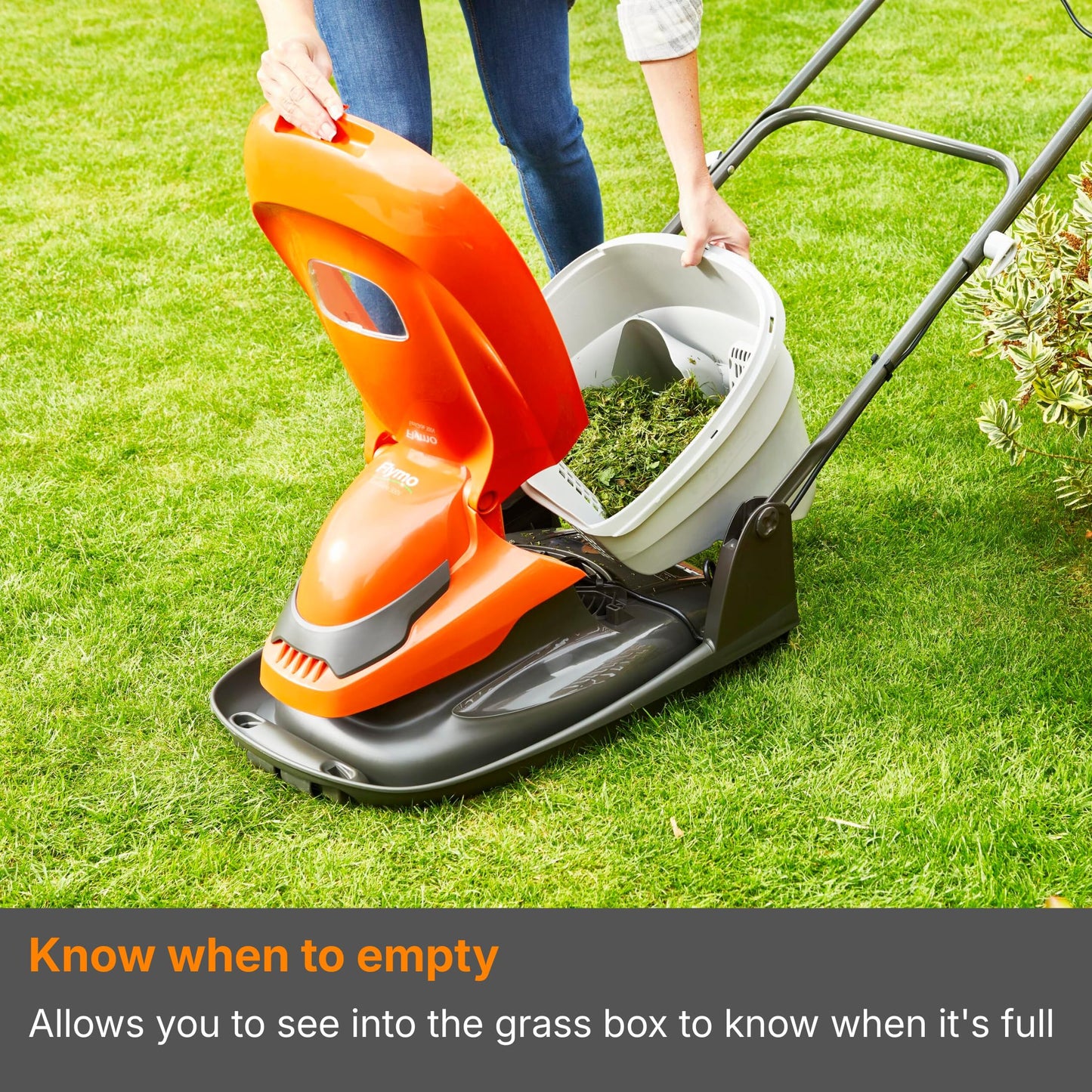1800W Electric Hover Lawn Mower with 36cm Cutting Width & 26L Grass Box