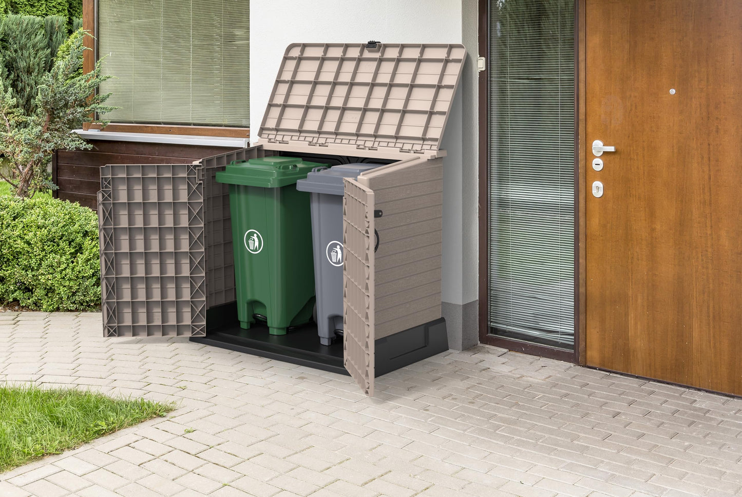 850L Outdoor Garden Storage Shed with Lift-Up Lid & Double Doors