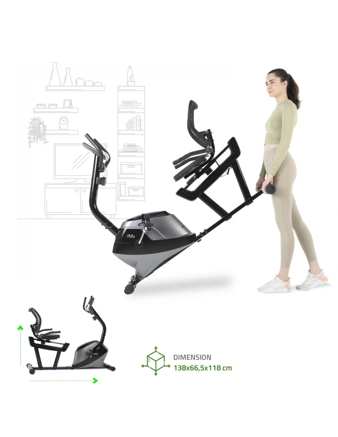 Recumbent Magnetic Exercise Bike with 8 Resistance Levels