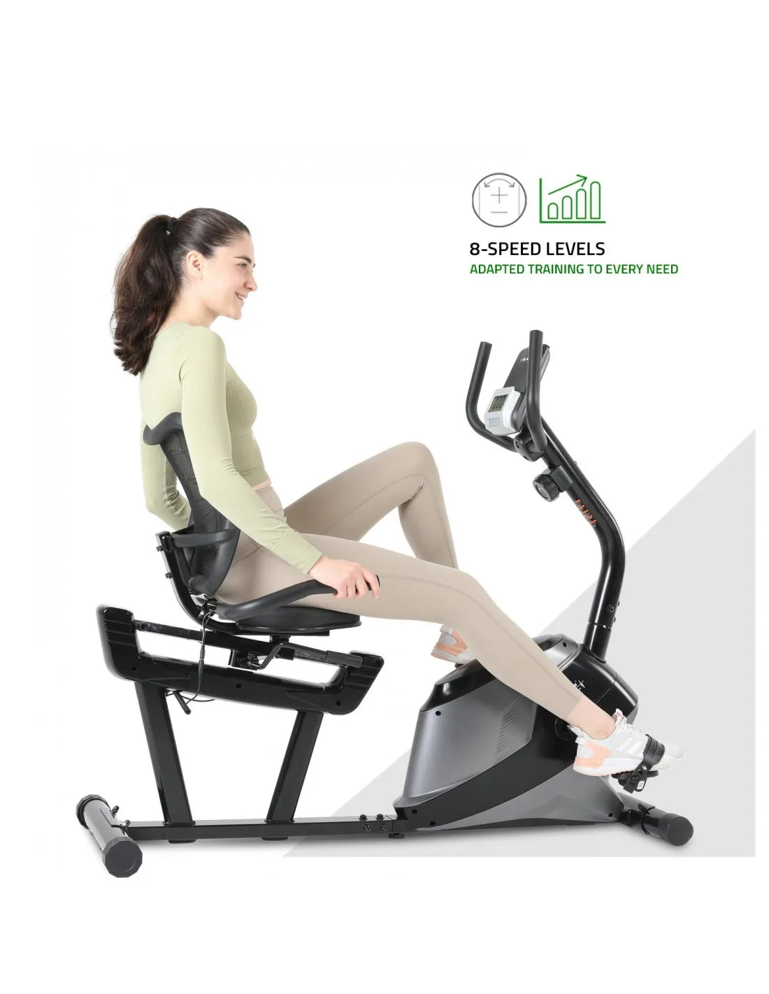 Recumbent Magnetic Exercise Bike with 8 Resistance Levels