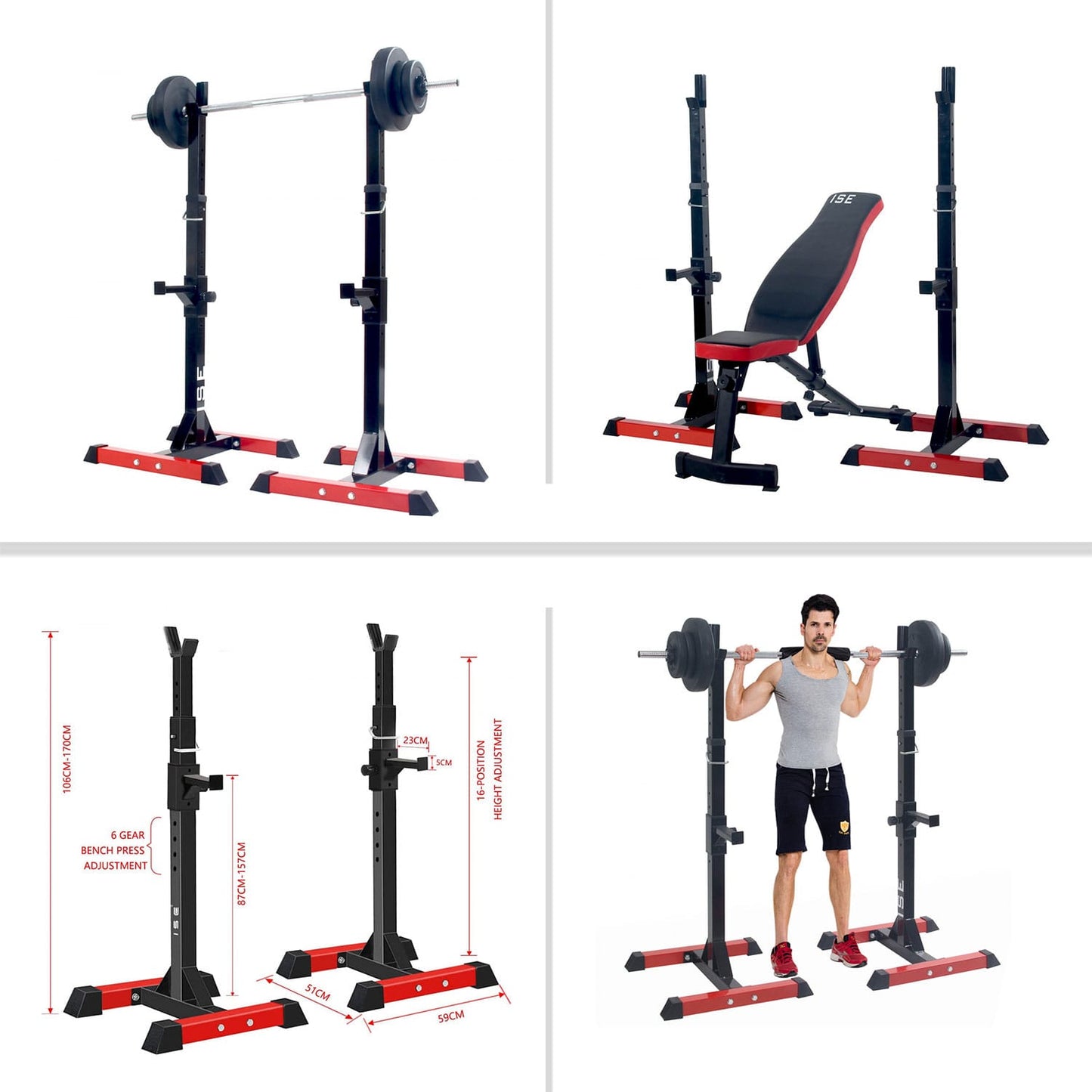 Adjustable Barbell Squat Rack for Home Strength Training